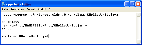 Batch Datei mit JAR Erstellung und Emulation