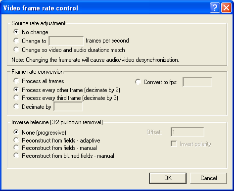 VirtualDub Framerate einstellen 2